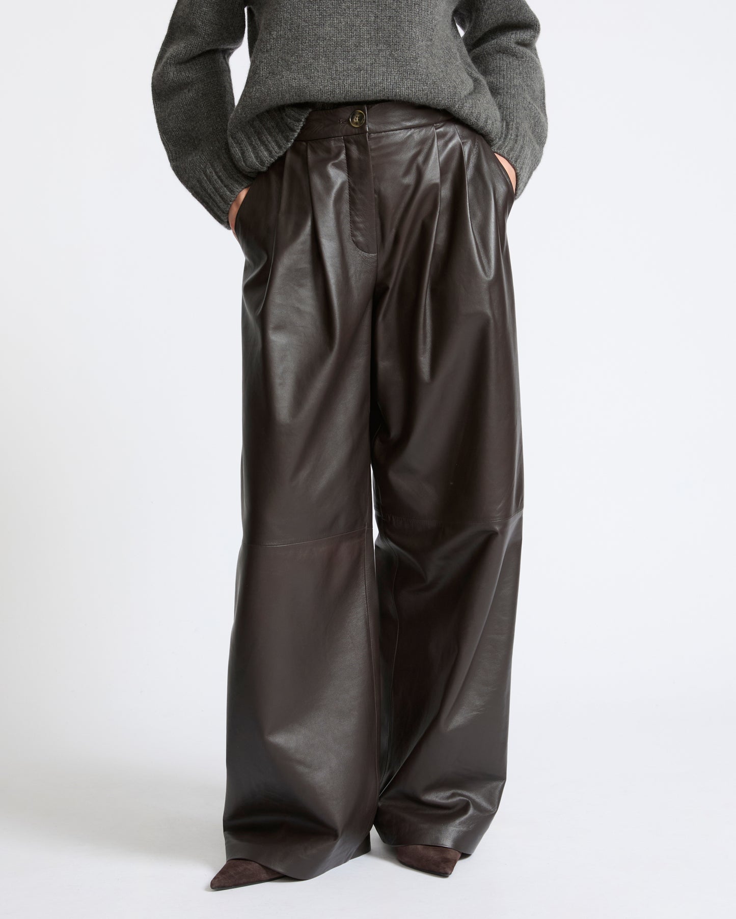 Pantalon large en cuir d'agneau- Yves Salomon - Nouvelle collection Automne Hiver