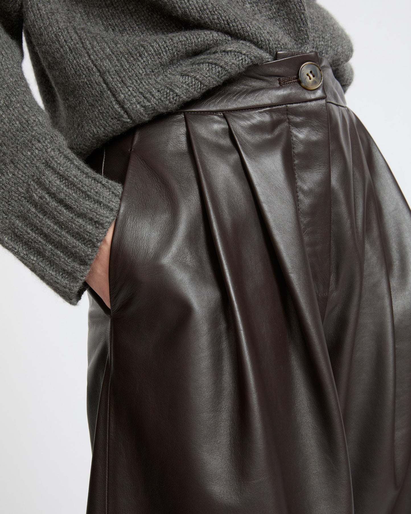 Pantalon large en cuir d'agneau- Yves Salomon - Nouvelle collection Automne Hiver