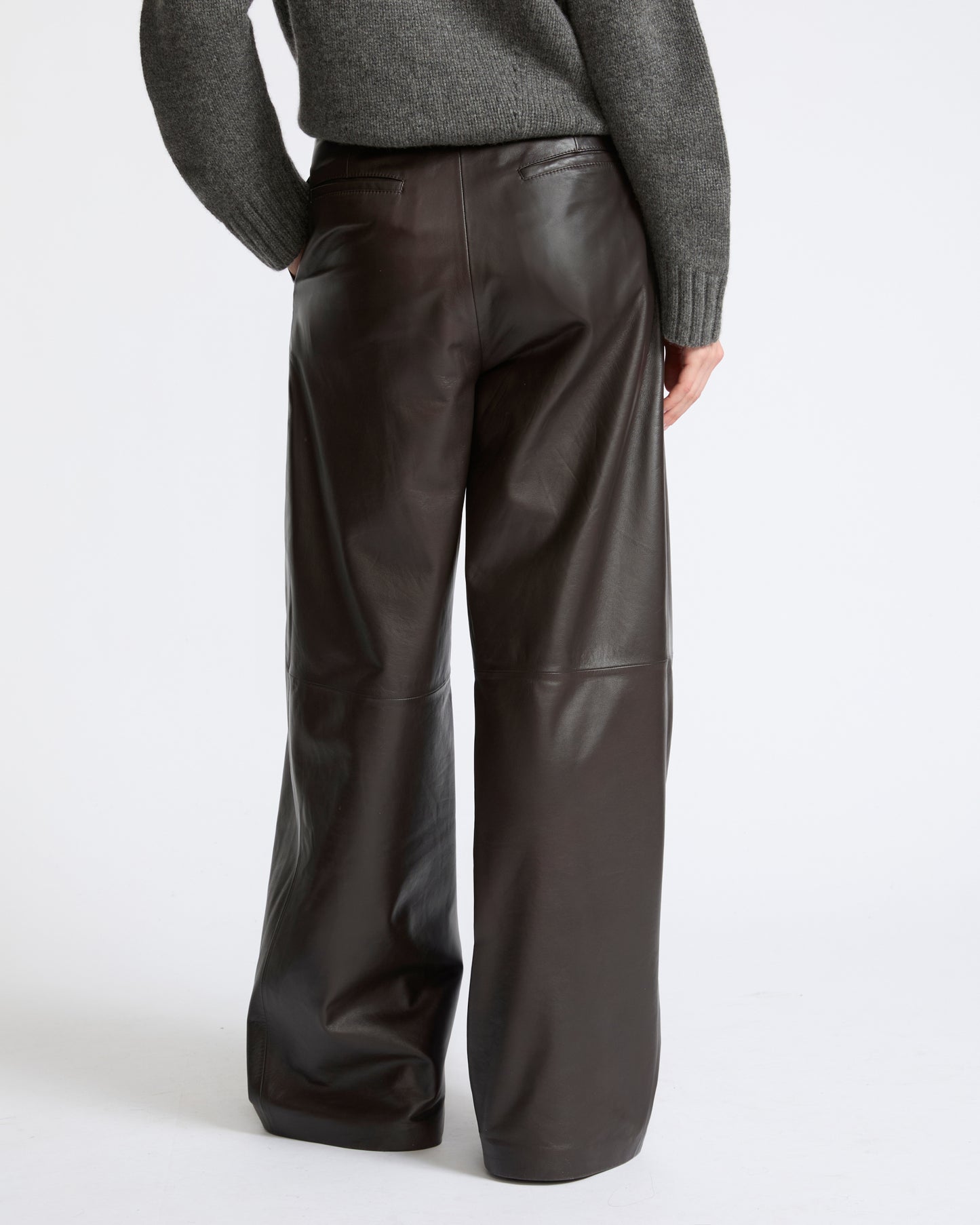 Pantalon large en cuir d'agneau- Yves Salomon - Nouvelle collection Automne Hiver