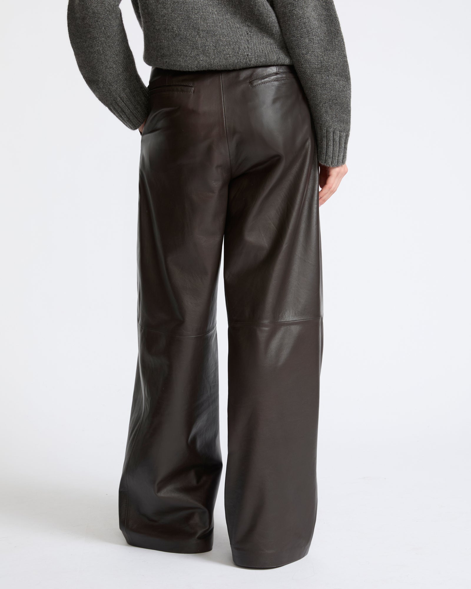 Pantalon large en cuir d'agneau- Yves Salomon - Nouvelle collection Automne Hiver