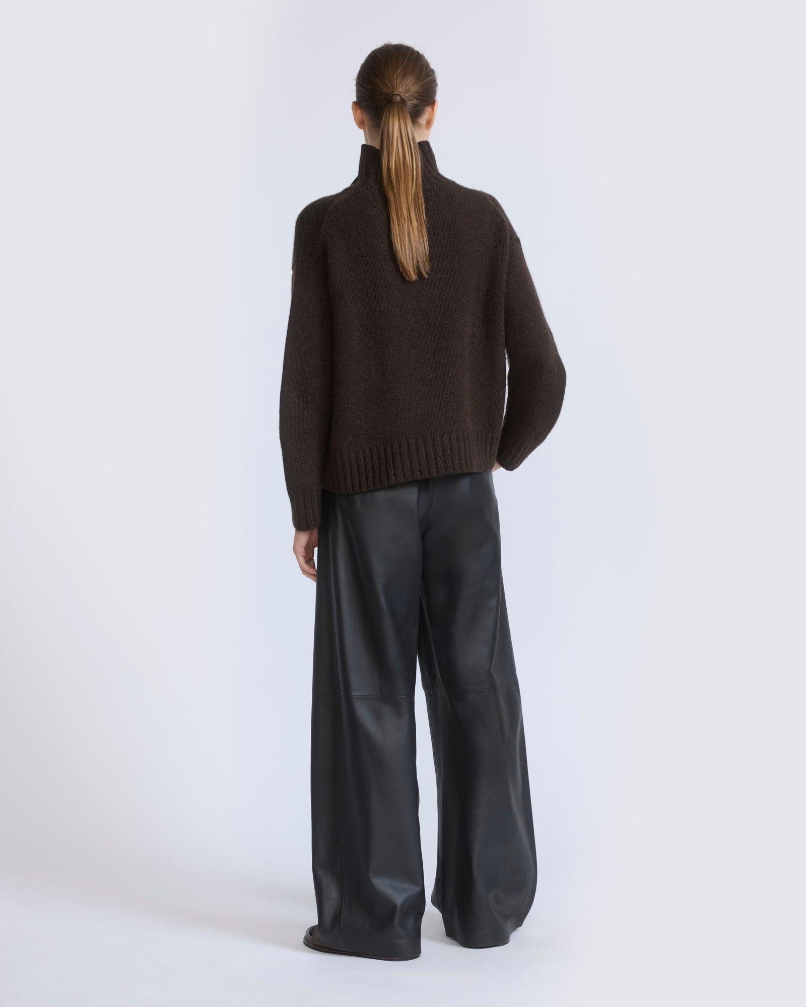 Pantalon large en cuir d'agneau