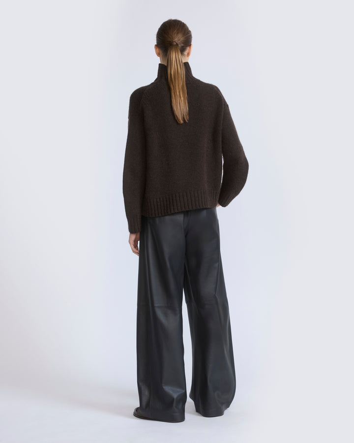 Pantalon large en cuir d'agneau