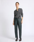 Pantalon tailleur en cuir d'agneau