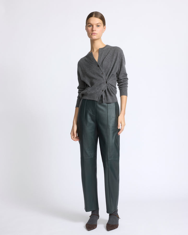 Pantalon tailleur en cuir d'agneau - Yves Salomon - Nouvelle collection Automne Hiver