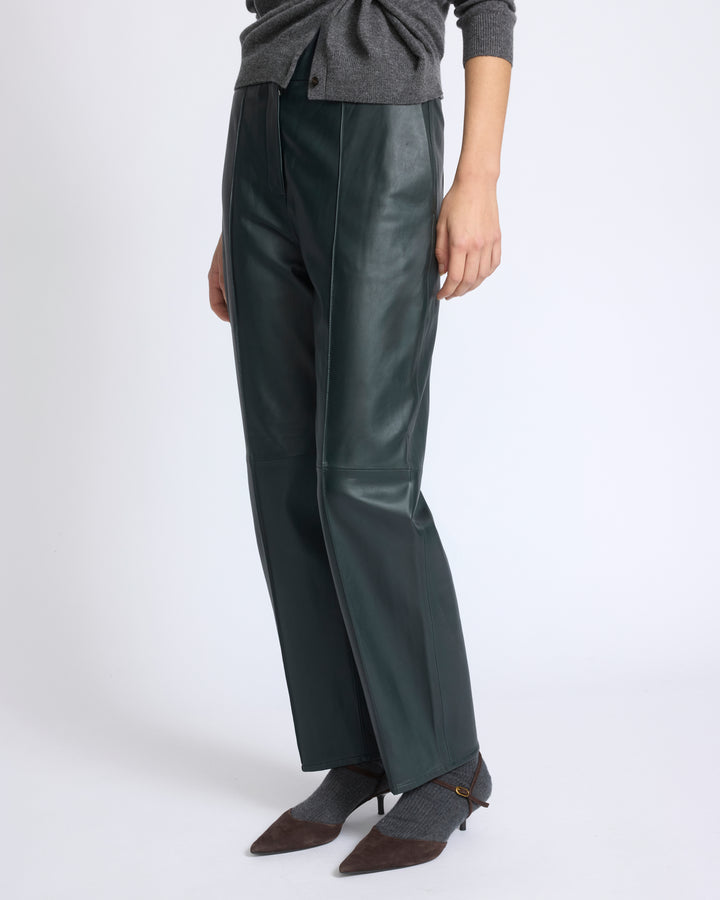 Pantalon tailleur en cuir d'agneau - Yves Salomon - Nouvelle collection Automne Hiver