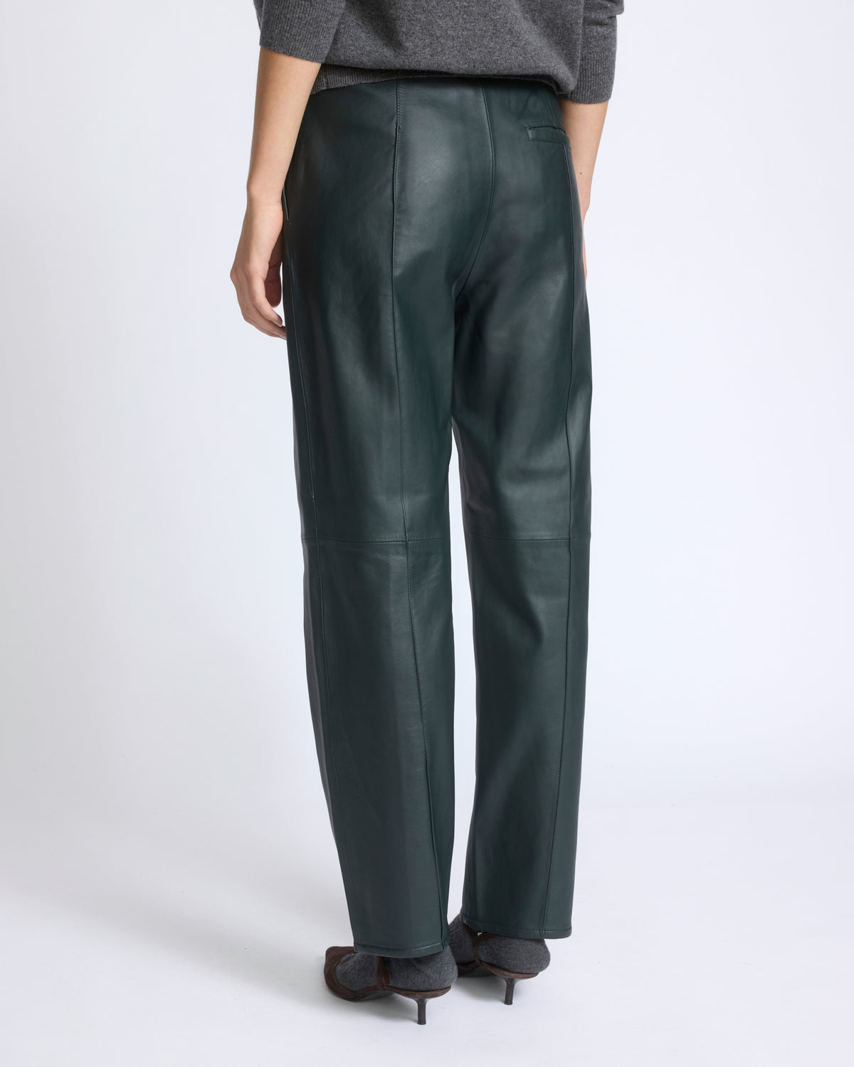 Pantalon tailleur en cuir d'agneau - Yves Salomon - Nouvelle collection Automne Hiver