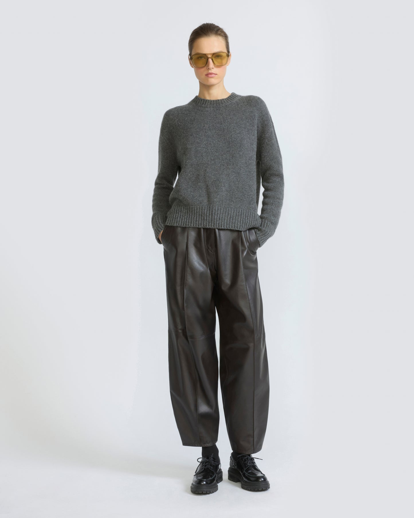 Pantalon boule en cuir d'agneau