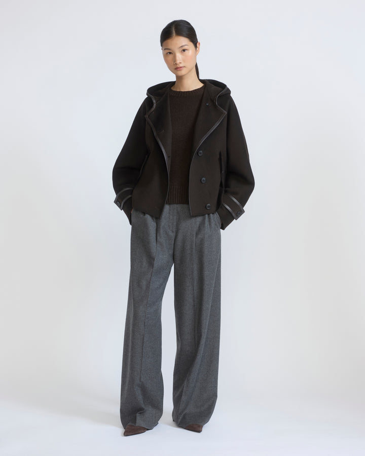 Veste à capuche en lainage double face