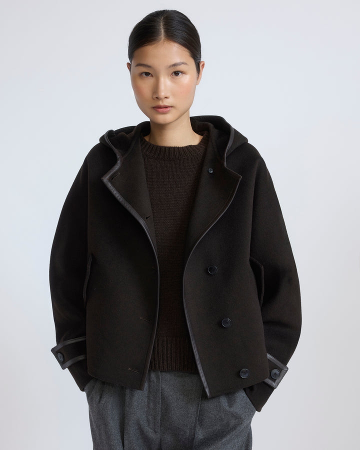 Veste à capuche en lainage double face