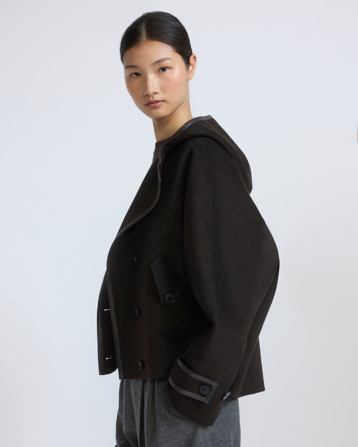 Veste à capuche en lainage double face
