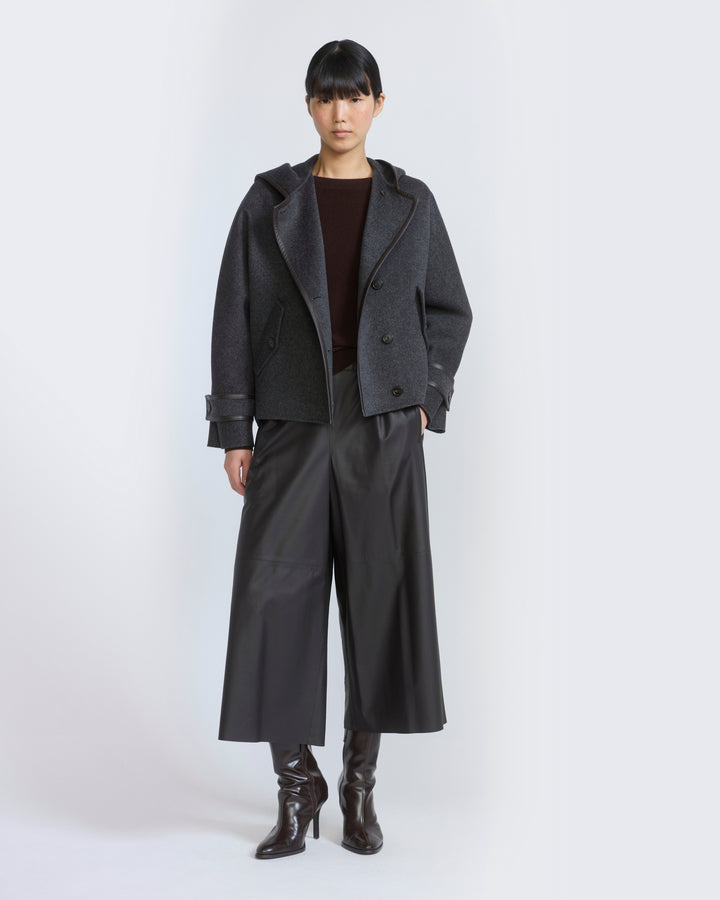 Veste à capuche en lainage double face