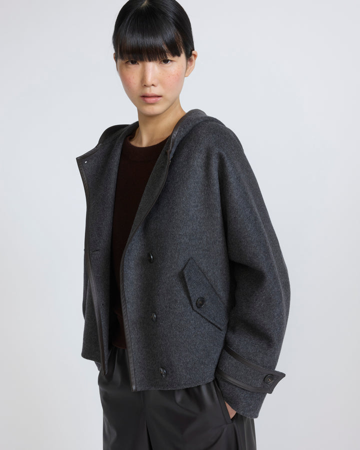 Veste à capuche en lainage double face
