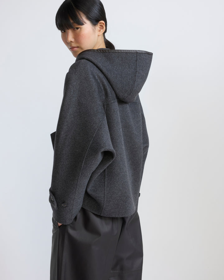 Veste à capuche en lainage double face