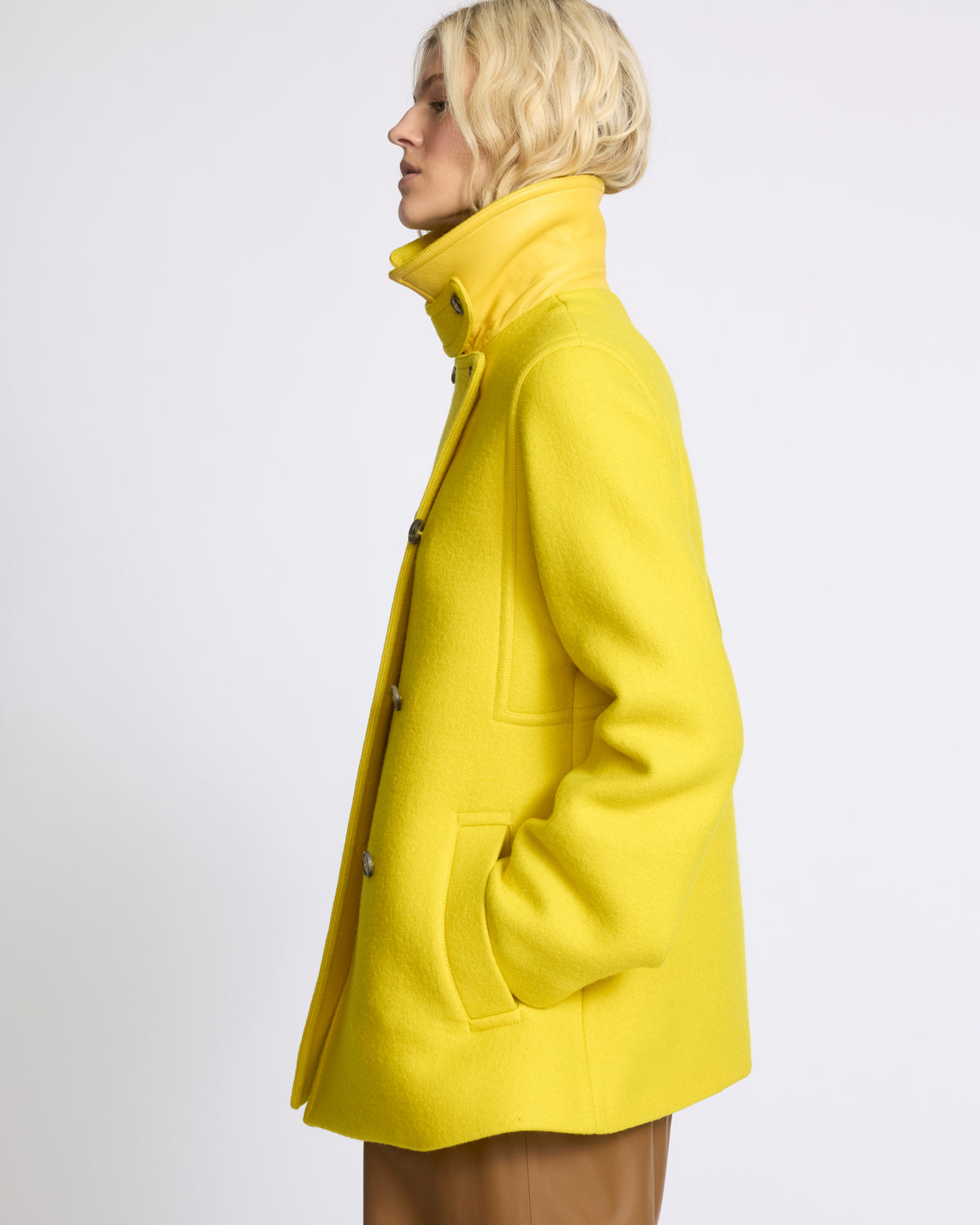 Veste caban en drap de laine - Yves Salomon - Nouvelle collection Automne Hiver