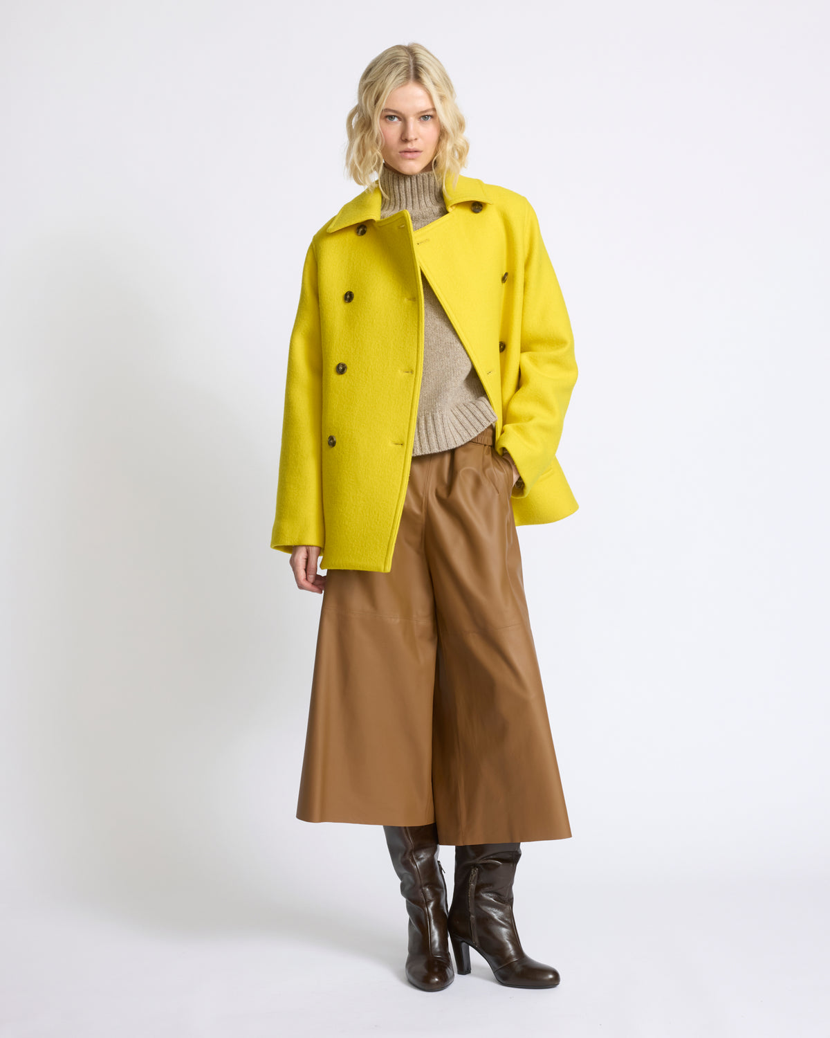Veste caban en drap de laine - Yves Salomon - Nouvelle collection Automne Hiver