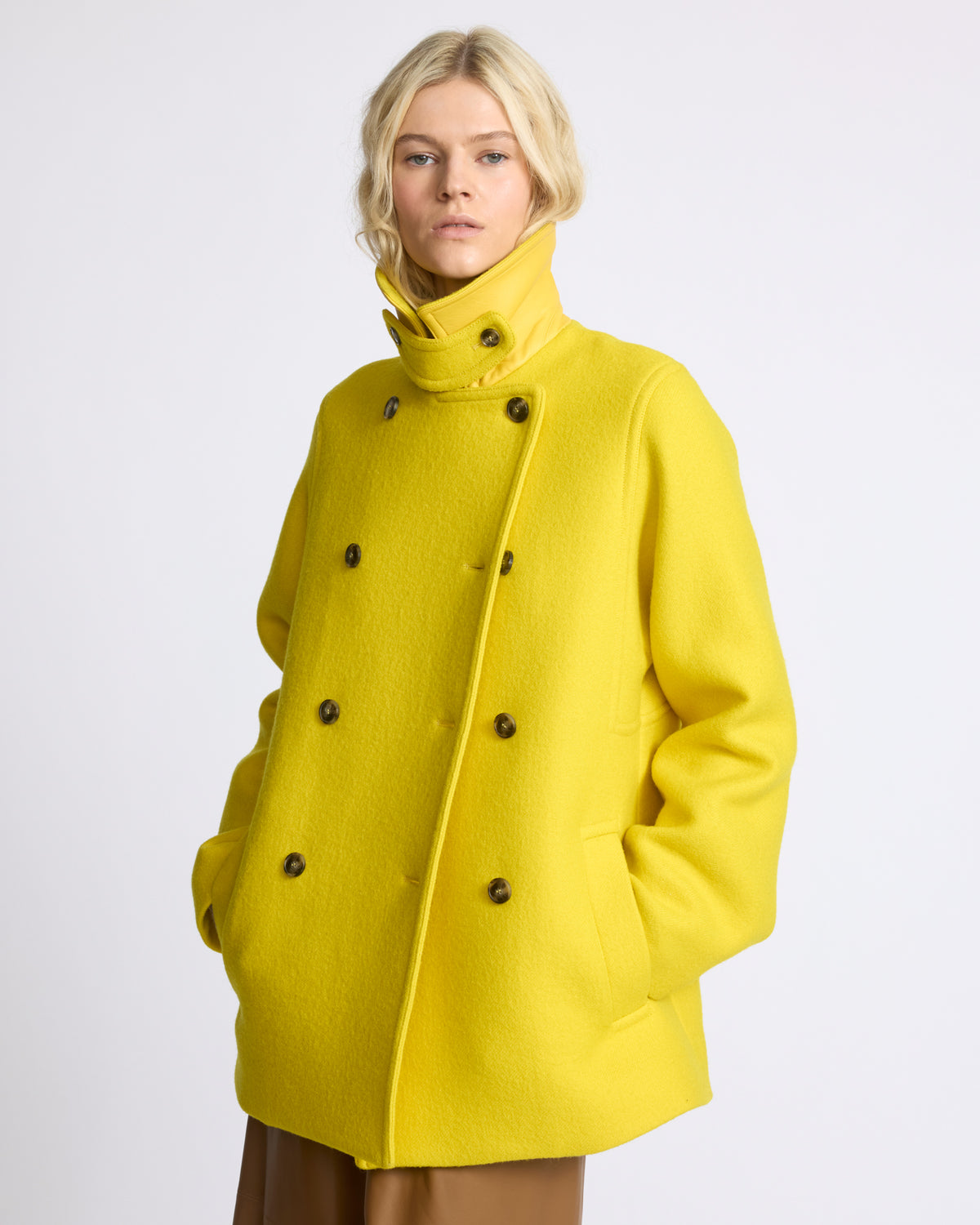 Veste caban en drap de laine - Yves Salomon - Nouvelle collection Automne Hiver