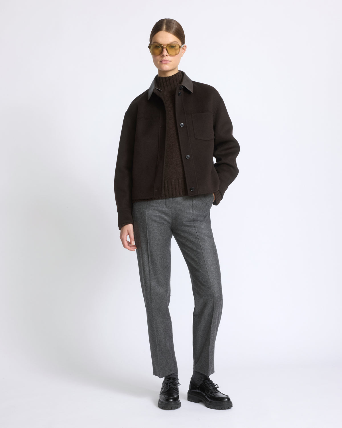 Chemise courte en lainage cachemire double face - Yves Salomon - Nouvelle collection Automne Hiver