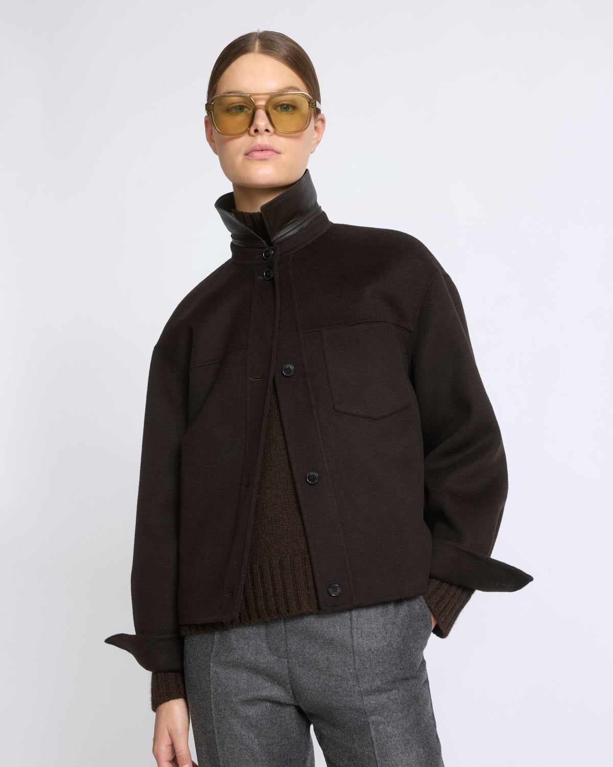 Chemise courte en lainage cachemire double face - Yves Salomon - Nouvelle collection Automne Hiver