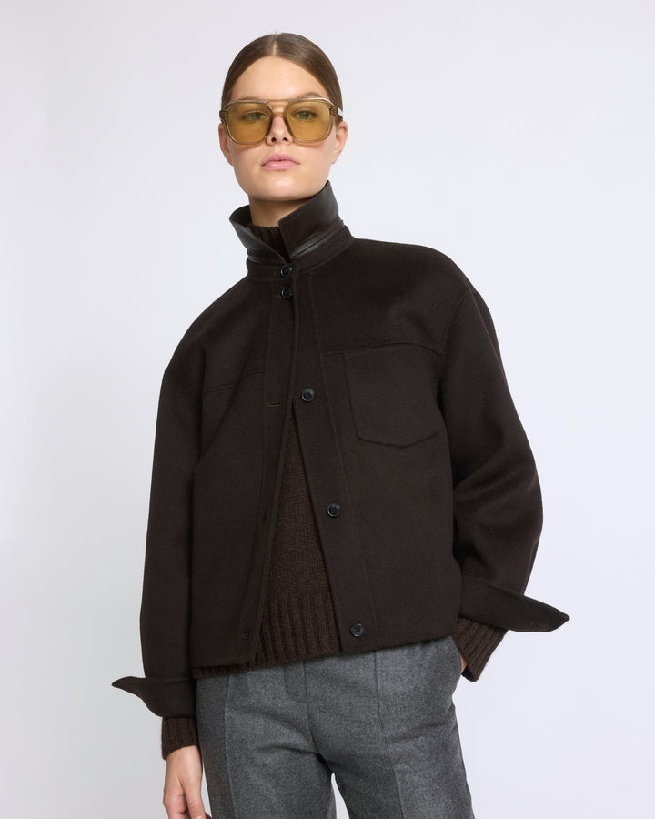 Chemise courte en lainage cachemire double face - Yves Salomon - Nouvelle collection Automne Hiver
