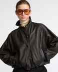 Short fine lambskin leather jacket