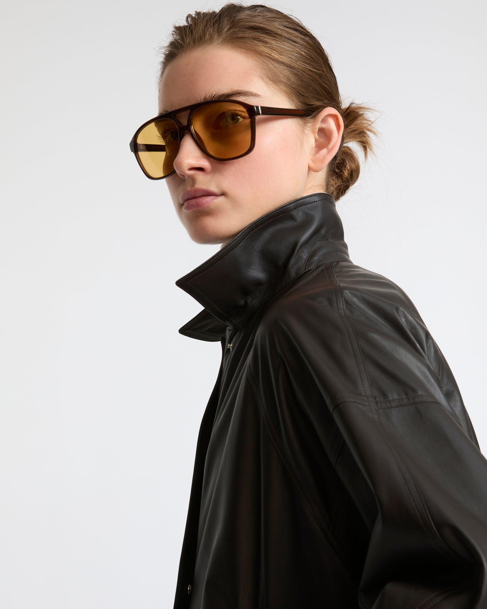 Veste courte en cuir d'agneau fin- Yves Salomon - Nouvelle collection Automne Hiver