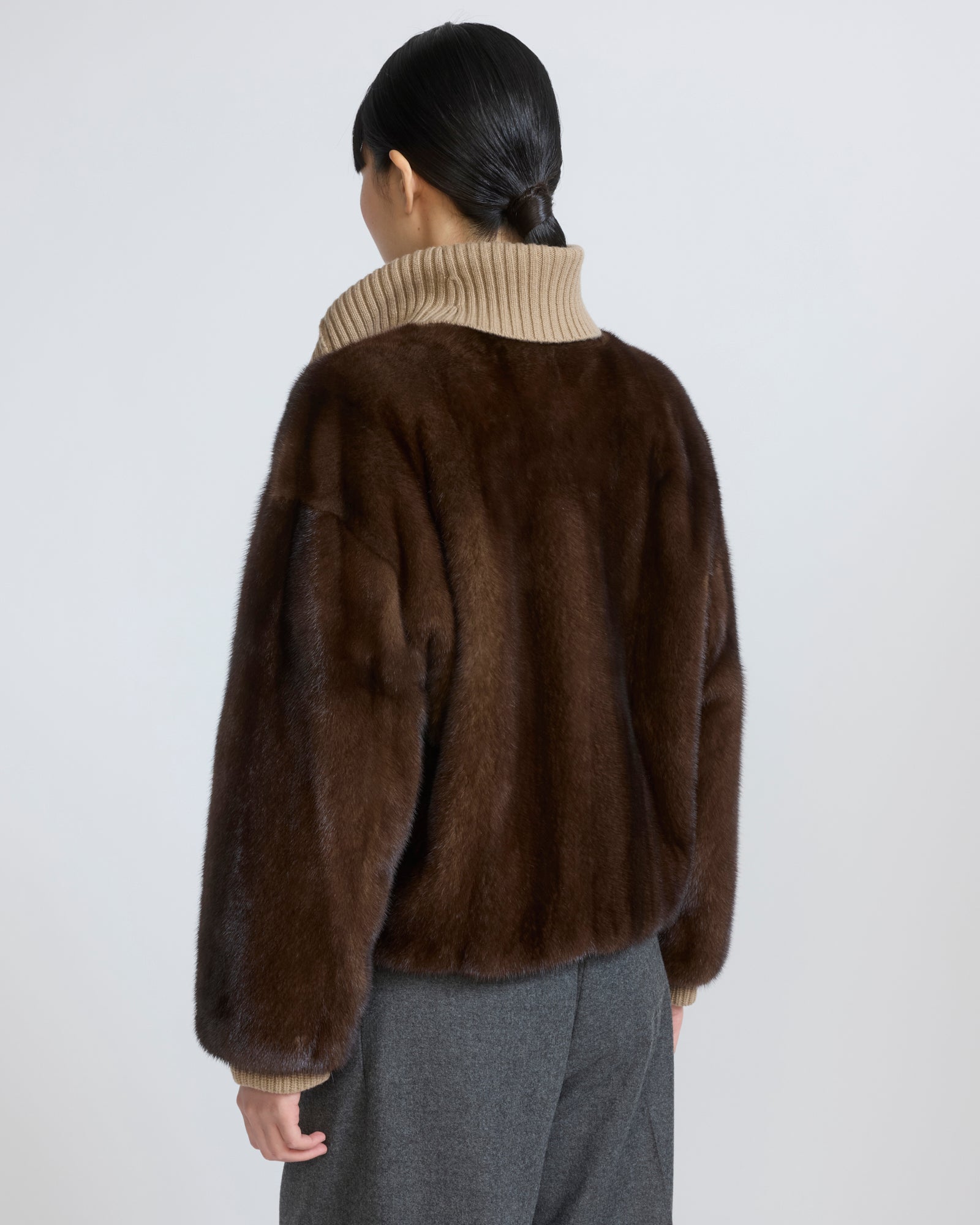 Veste ample en fourrure de vison long poil