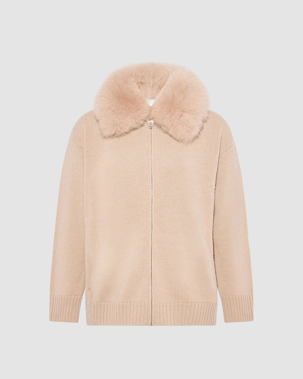 Veste en maille Mérinos et fourrure de renard