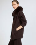Veste en maille Mérinos et fourrure de renard