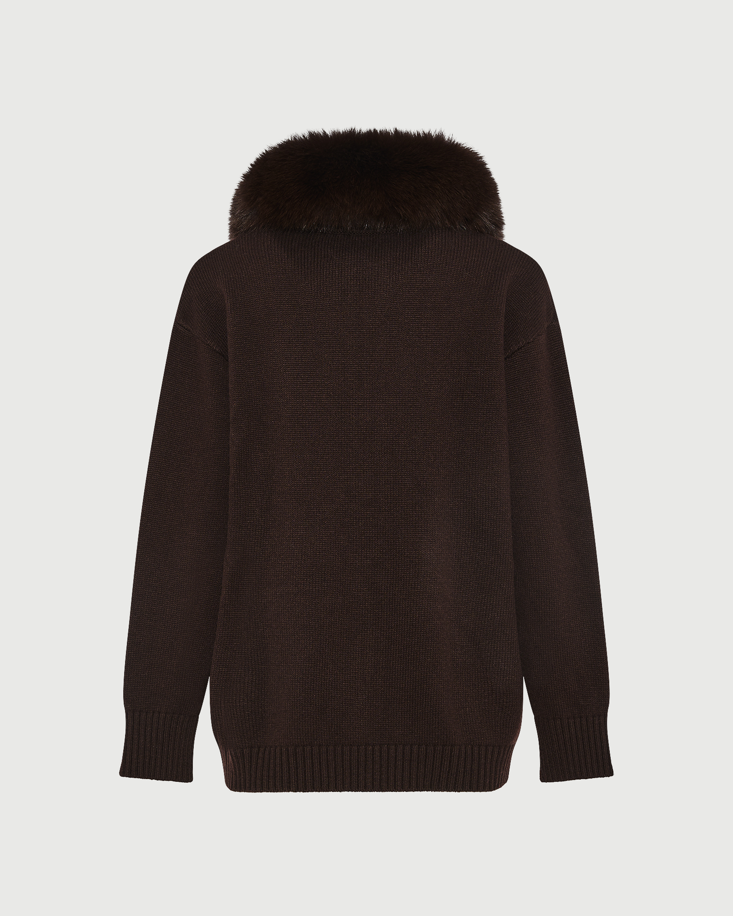 Veste en maille Mérinos et fourrure de renard- Yves Salomon - Nouvelle collection Automne Hiver