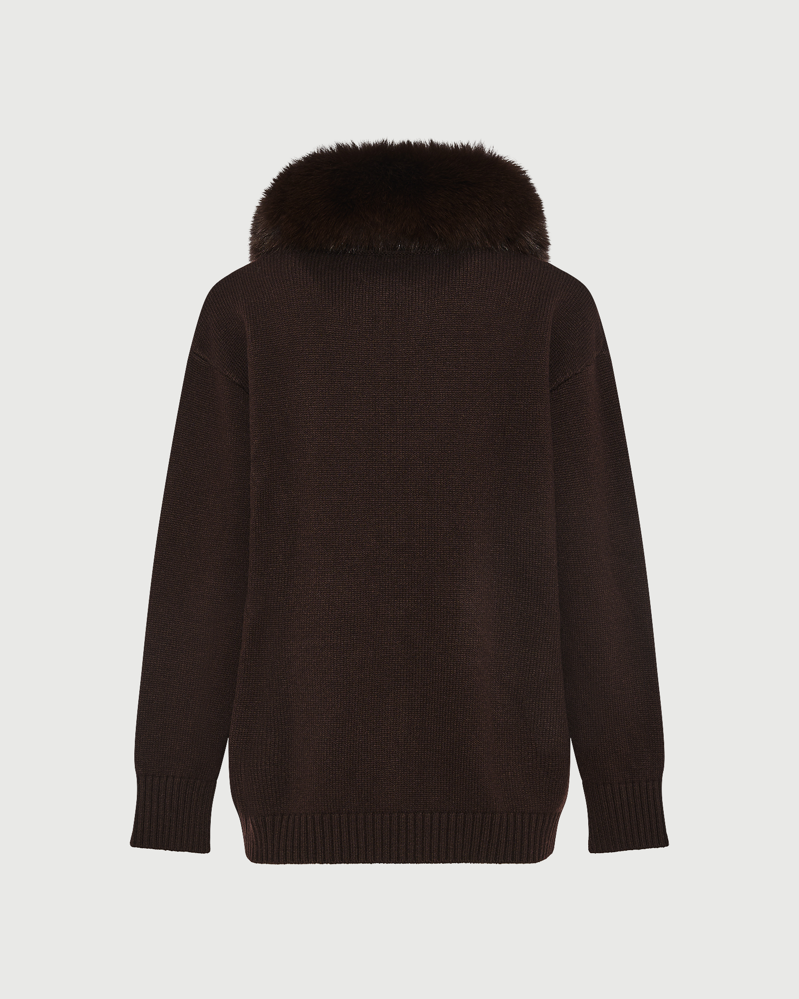 Veste en maille Mérinos et fourrure de renard- Yves Salomon - Nouvelle collection Automne Hiver