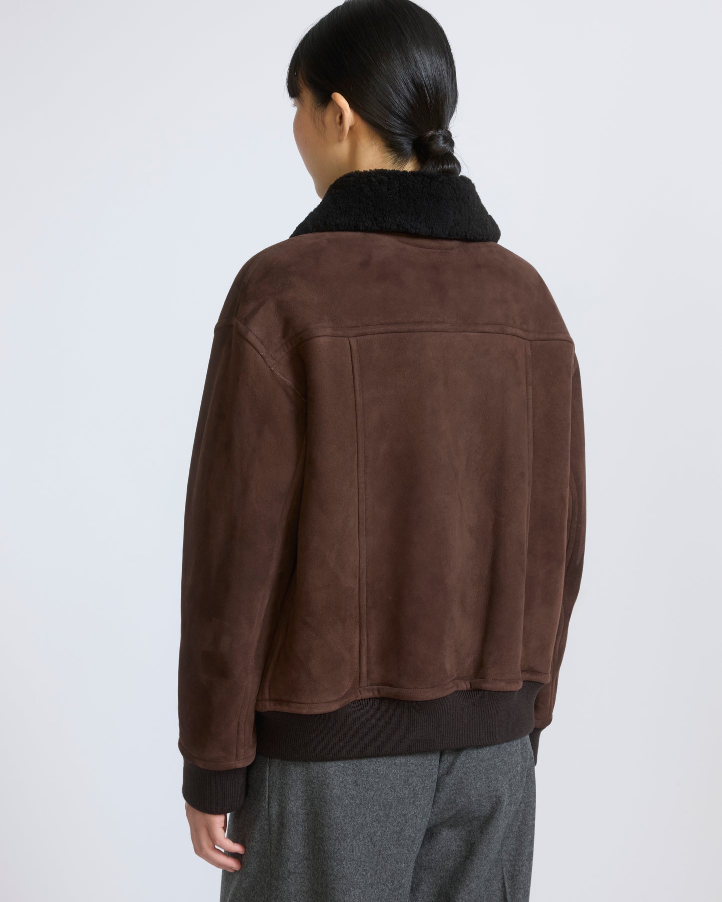 Veste bomber en peau lainée d'agneau