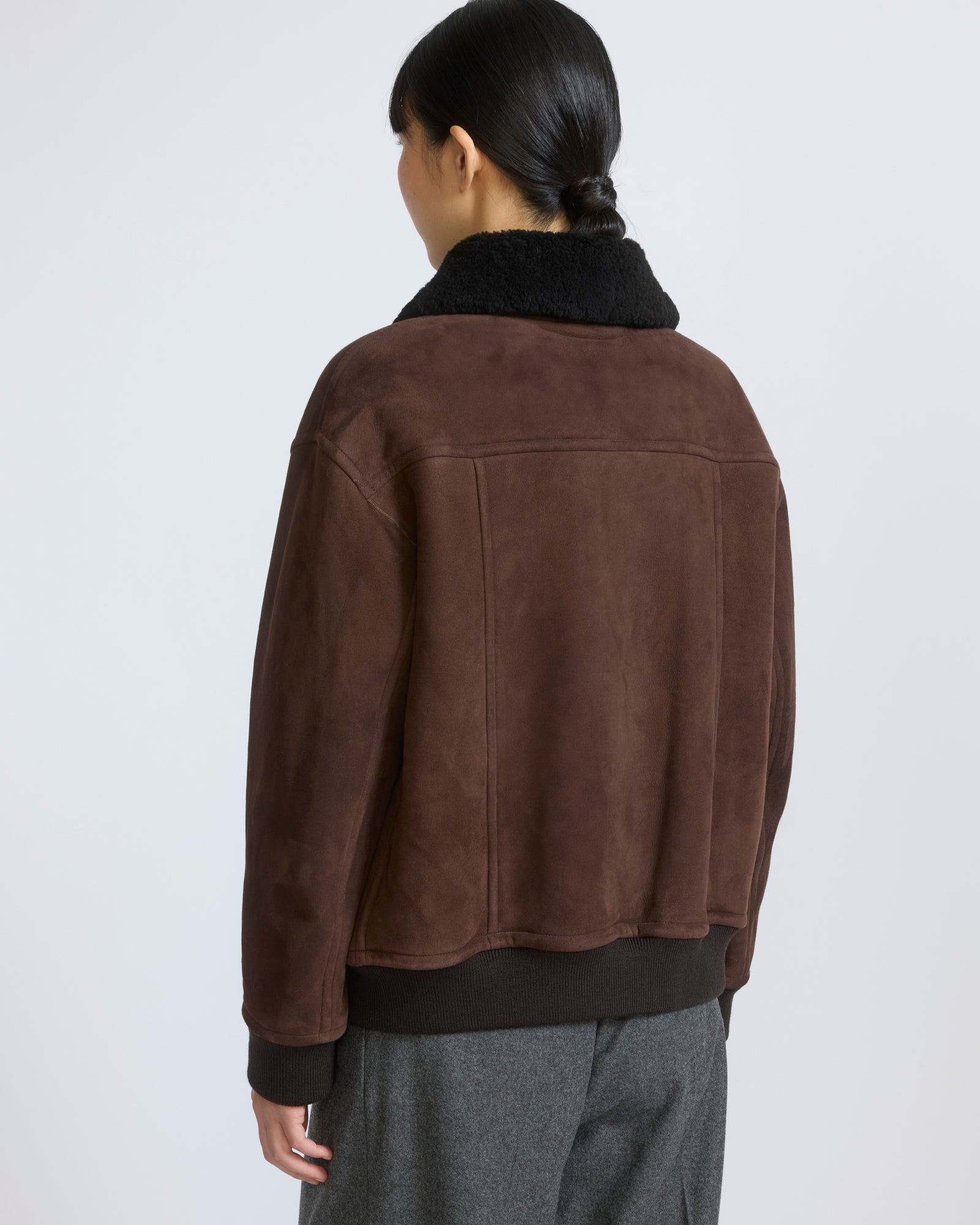 Veste bomber en peau lainée d'agneau