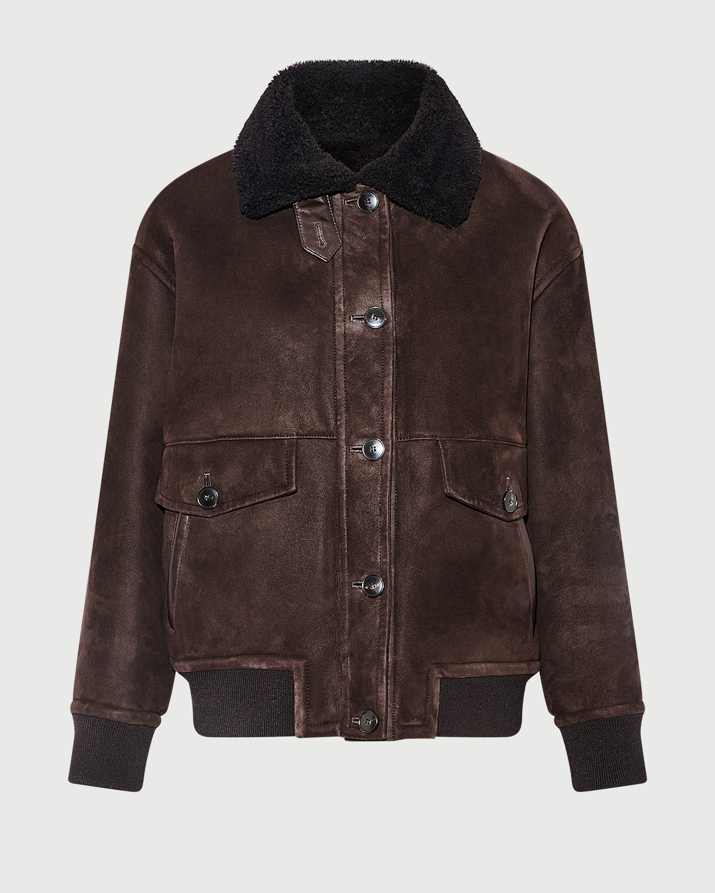 Veste bomber en peau lainée d'agneau- Yves Salomon - Nouvelle collection Automne Hiver