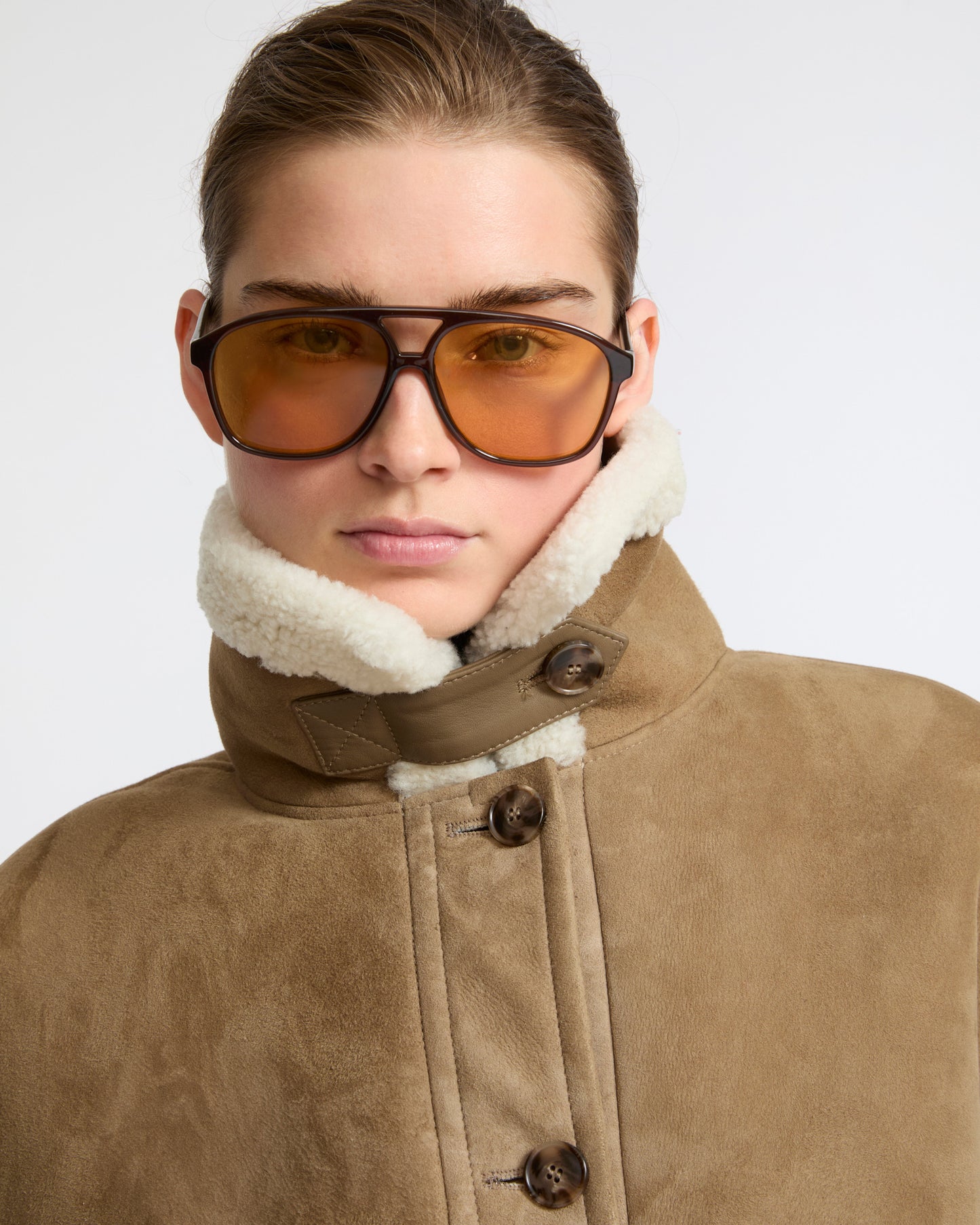 Veste bomber en peau lainée d'agneau- Yves Salomon - Nouvelle collection Automne Hiver