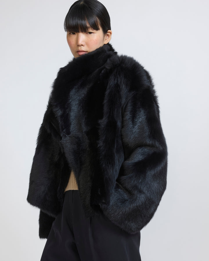 Veste courte réversible en peau lainée d'agneau Toscane