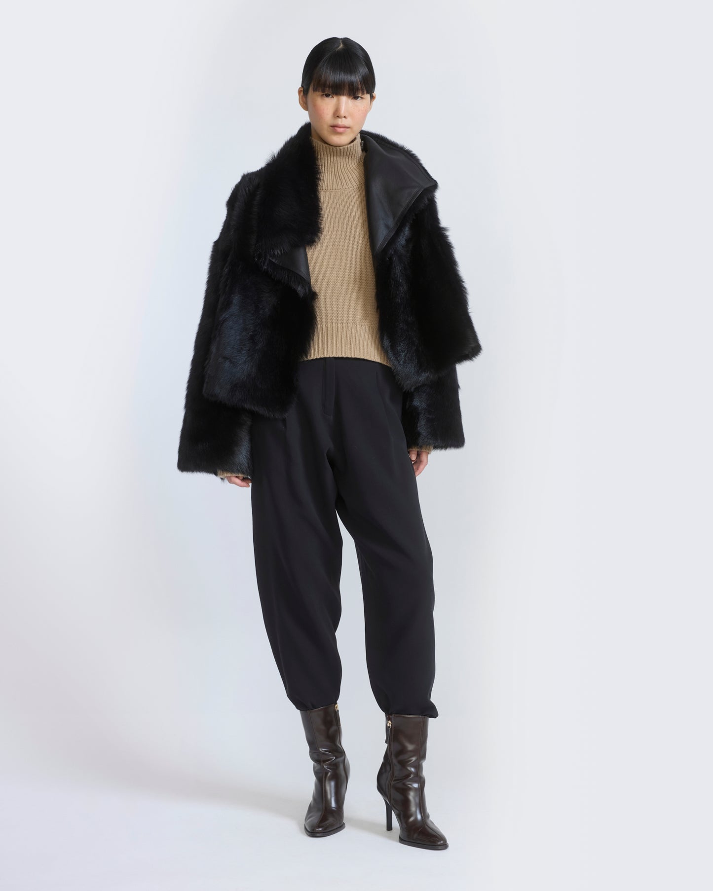 Reversible short Toscana lambskin shearling jacket