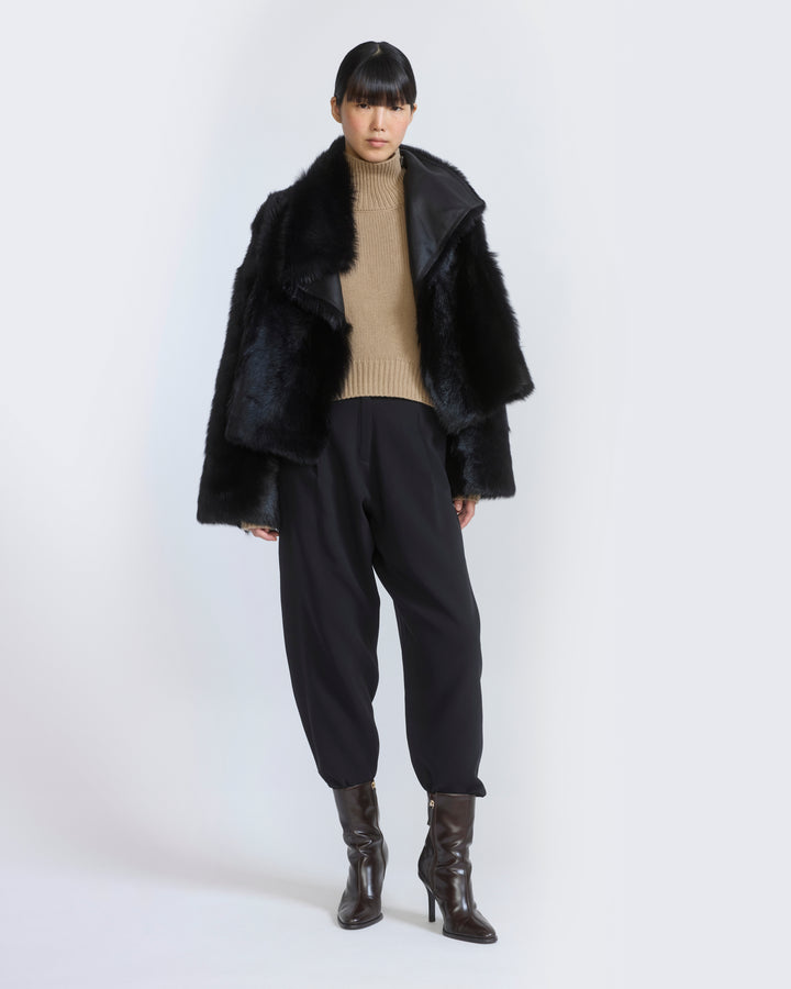 Veste courte réversible en peau lainée d'agneau Toscane