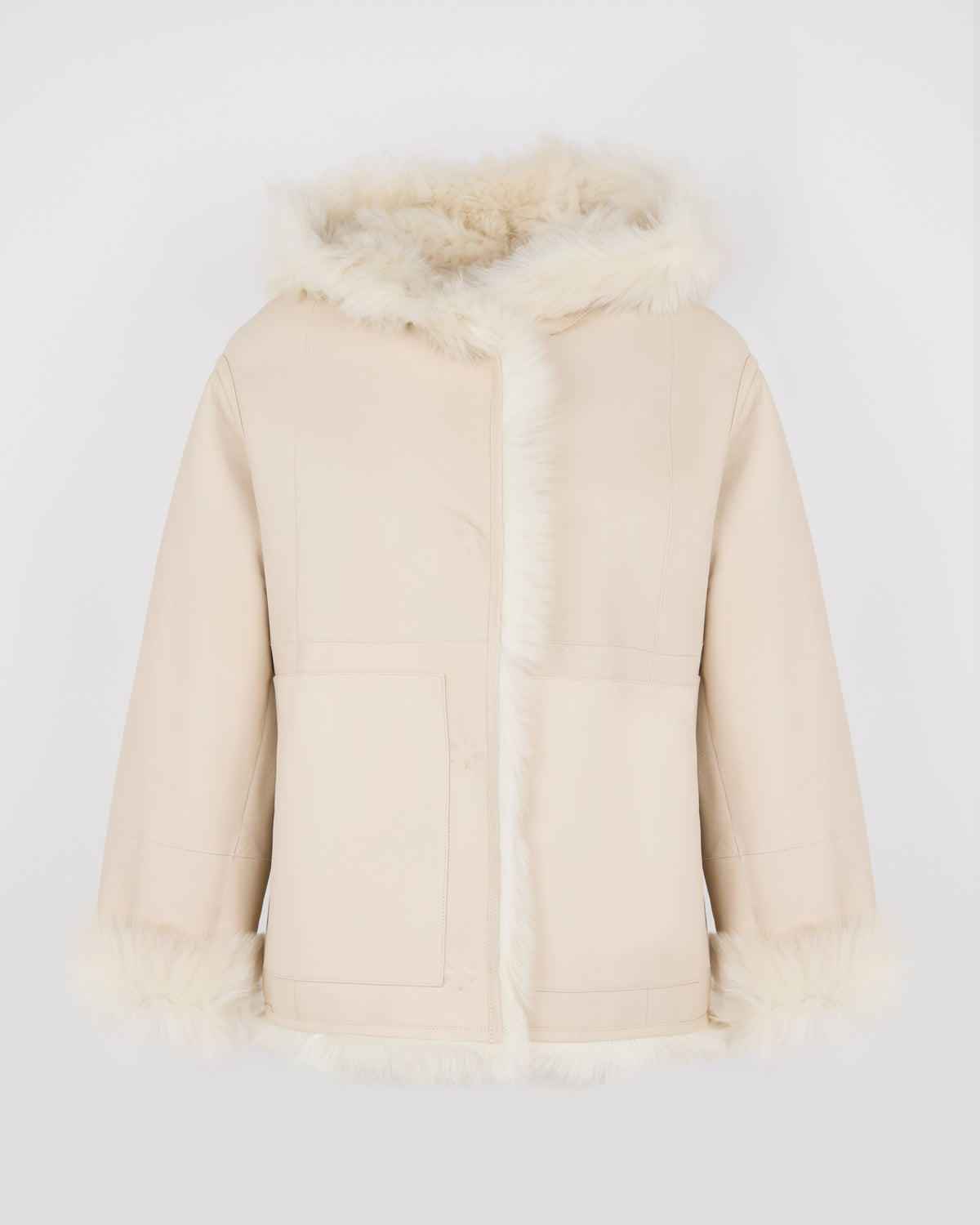 Veste à capuche réversible en peau lainée d'agneau Toscane - Yves Salomon - Nouvelle collection Automne Hiver