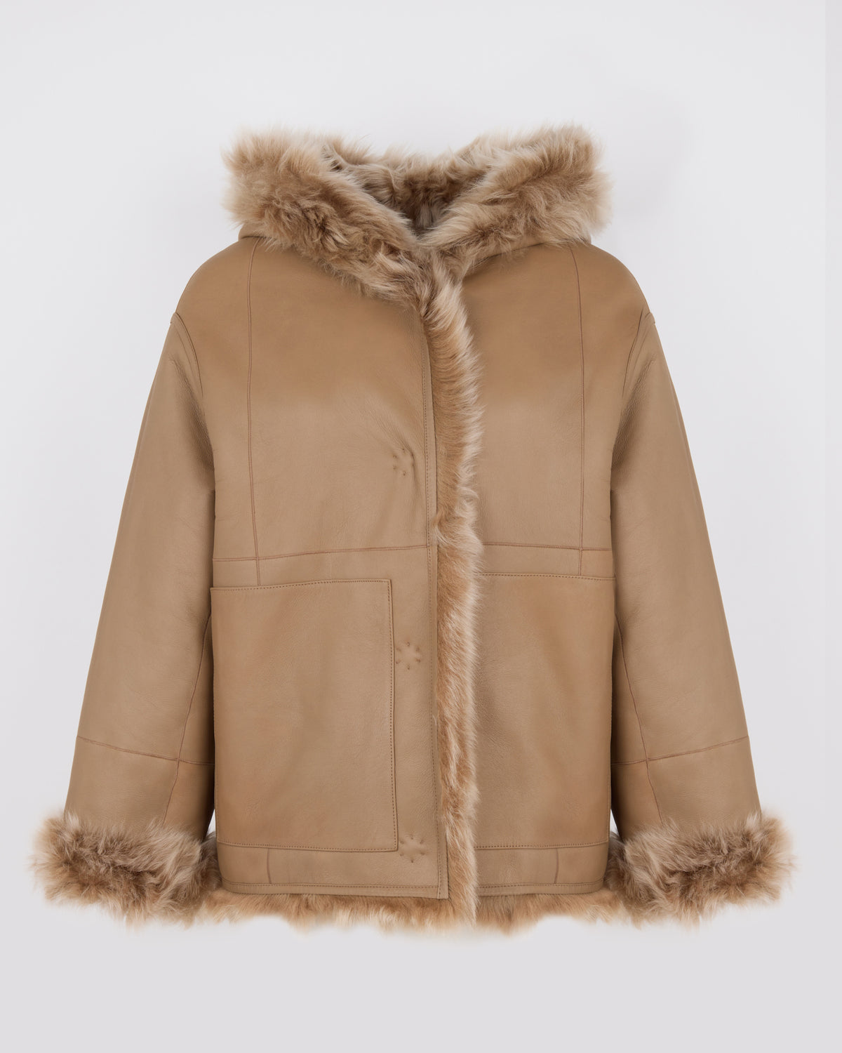 Veste à capuche réversible en peau lainée d'agneau Toscane - Yves Salomon - Nouvelle collection Automne Hiver