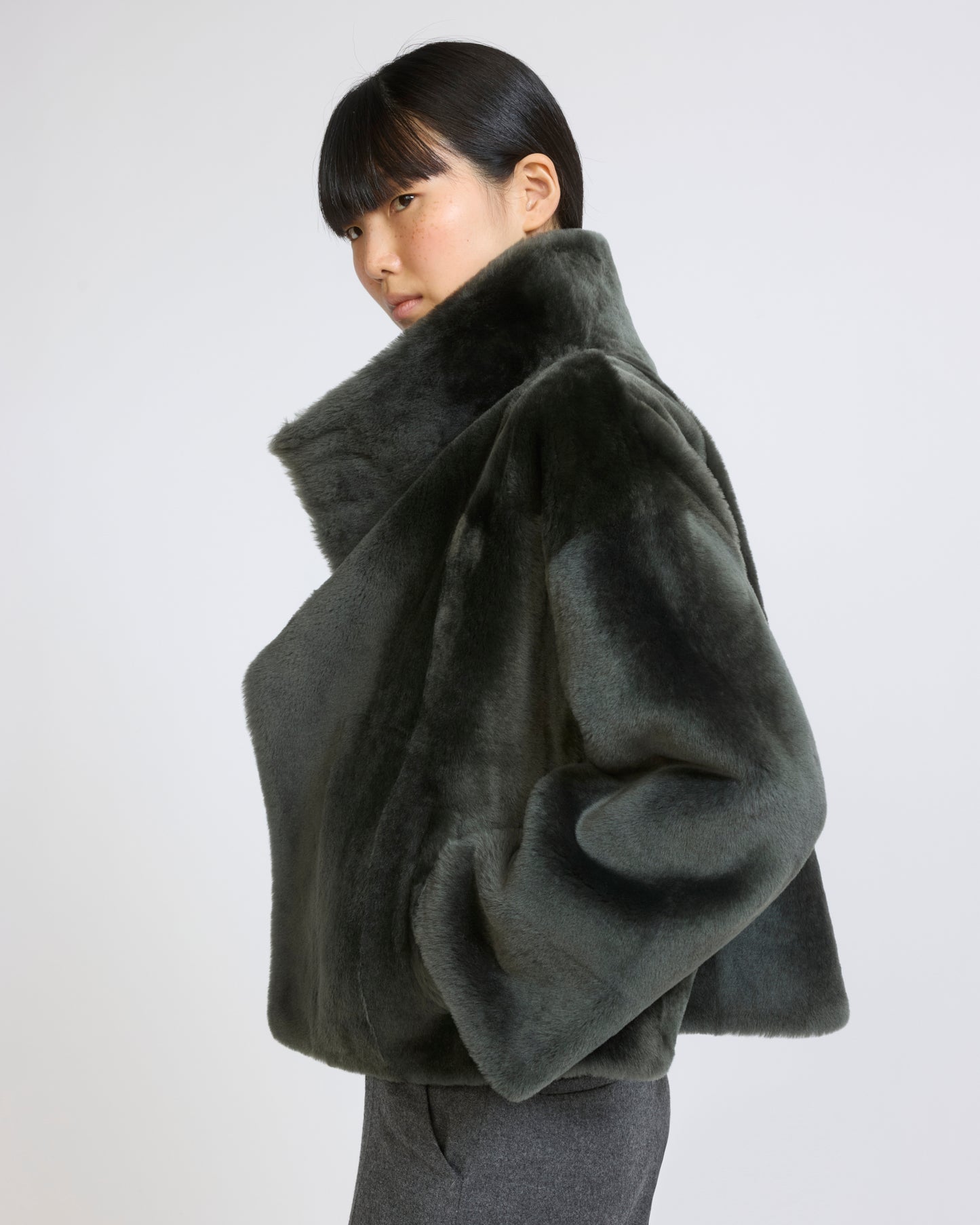 Reversible short Lacon lambskin shearling jacket