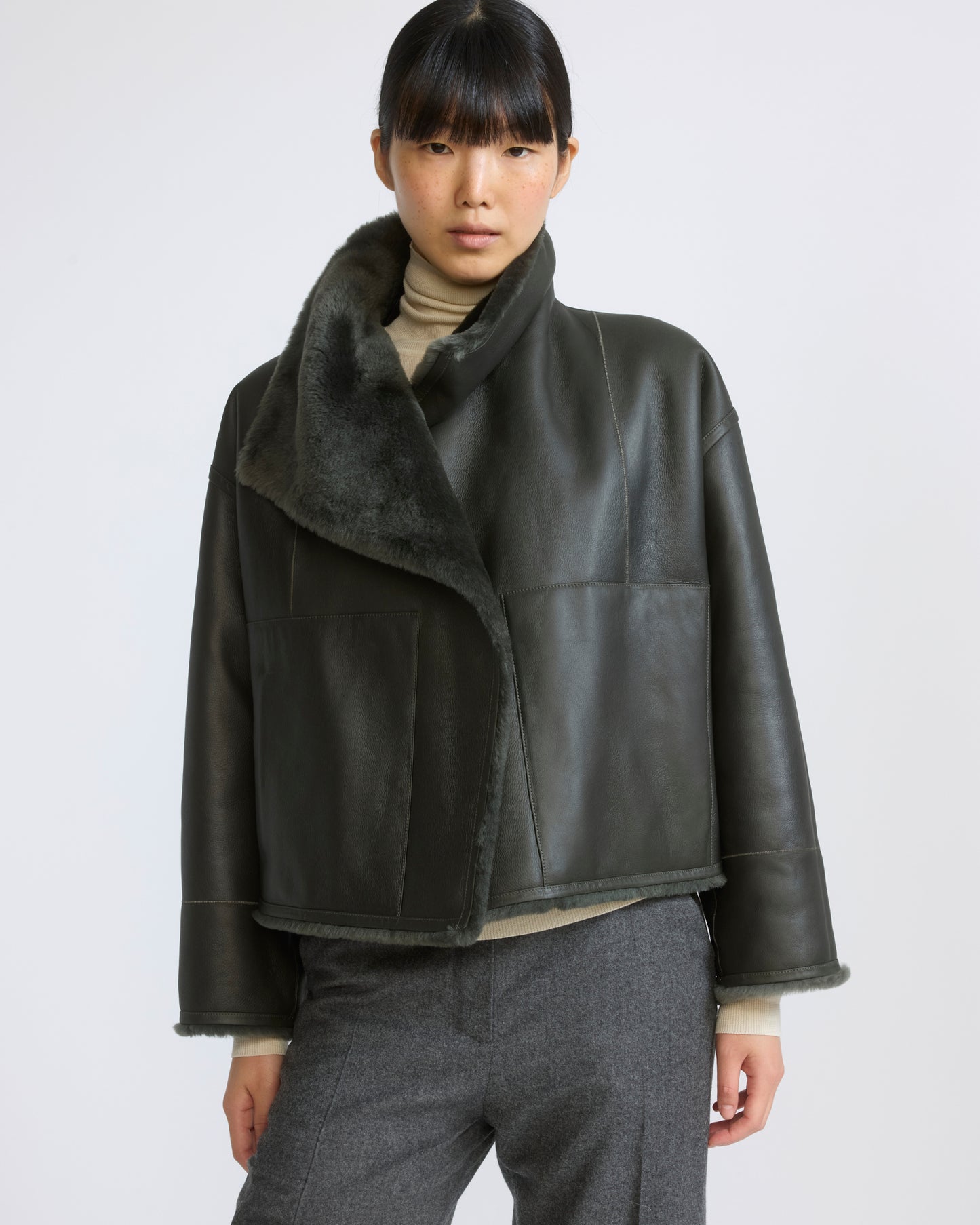 Reversible short Lacon lambskin shearling jacket
