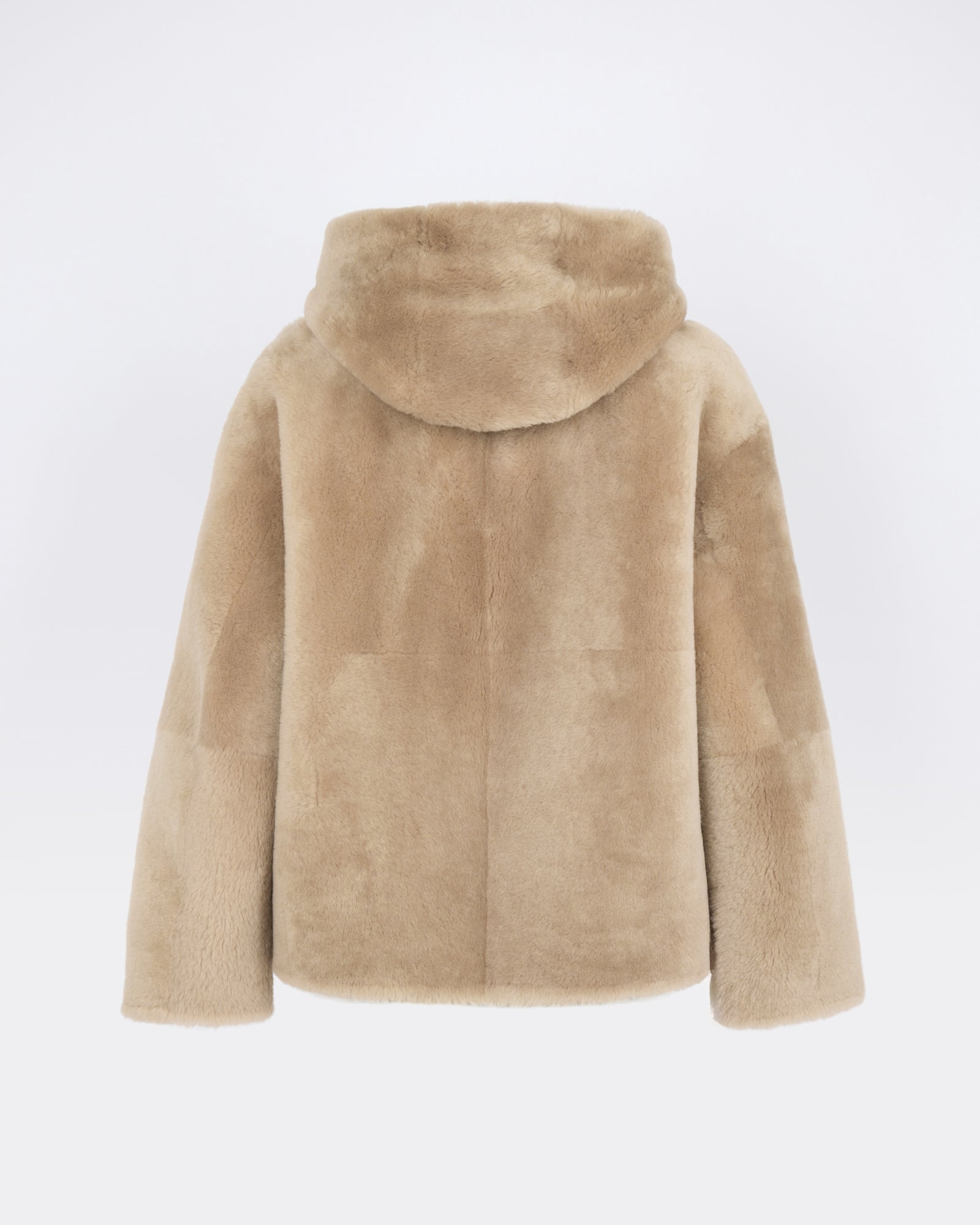 Veste à capuche en peau lainée d'agneau Mérinos - Yves Salomon - Nouvelle collection Automne Hiver