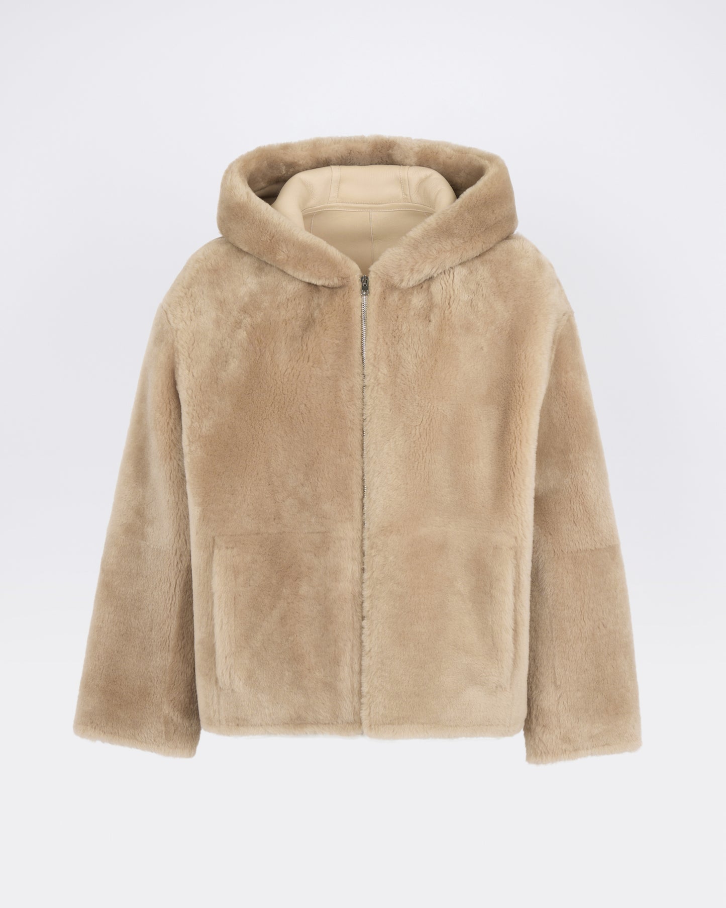 Veste à capuche en peau lainée d'agneau Mérinos - Yves Salomon - Nouvelle collection Automne Hiver