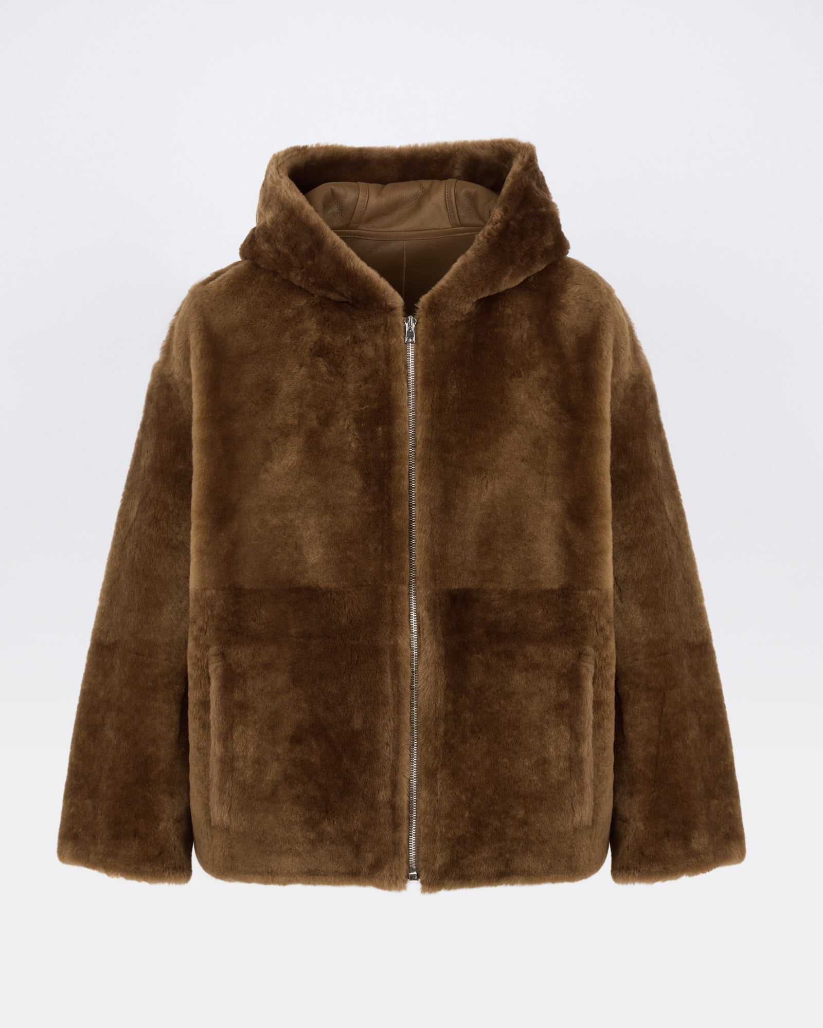 Veste à capuche en peau lainée d'agneau Mérinos - Yves Salomon - Nouvelle collection Automne Hiver