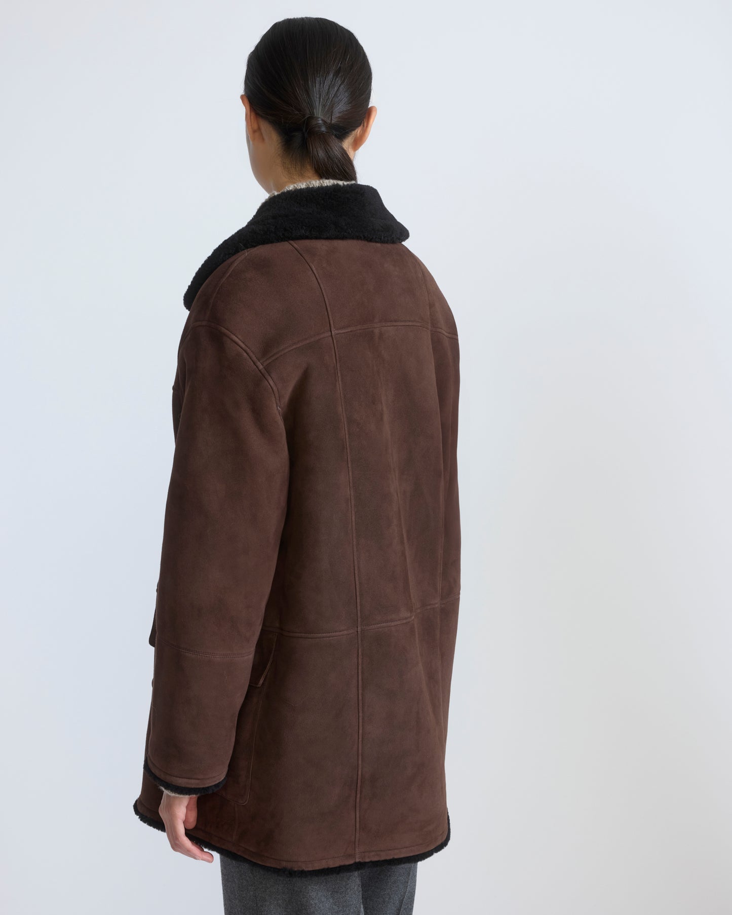 Curly Merino lambskin shearling pea coat