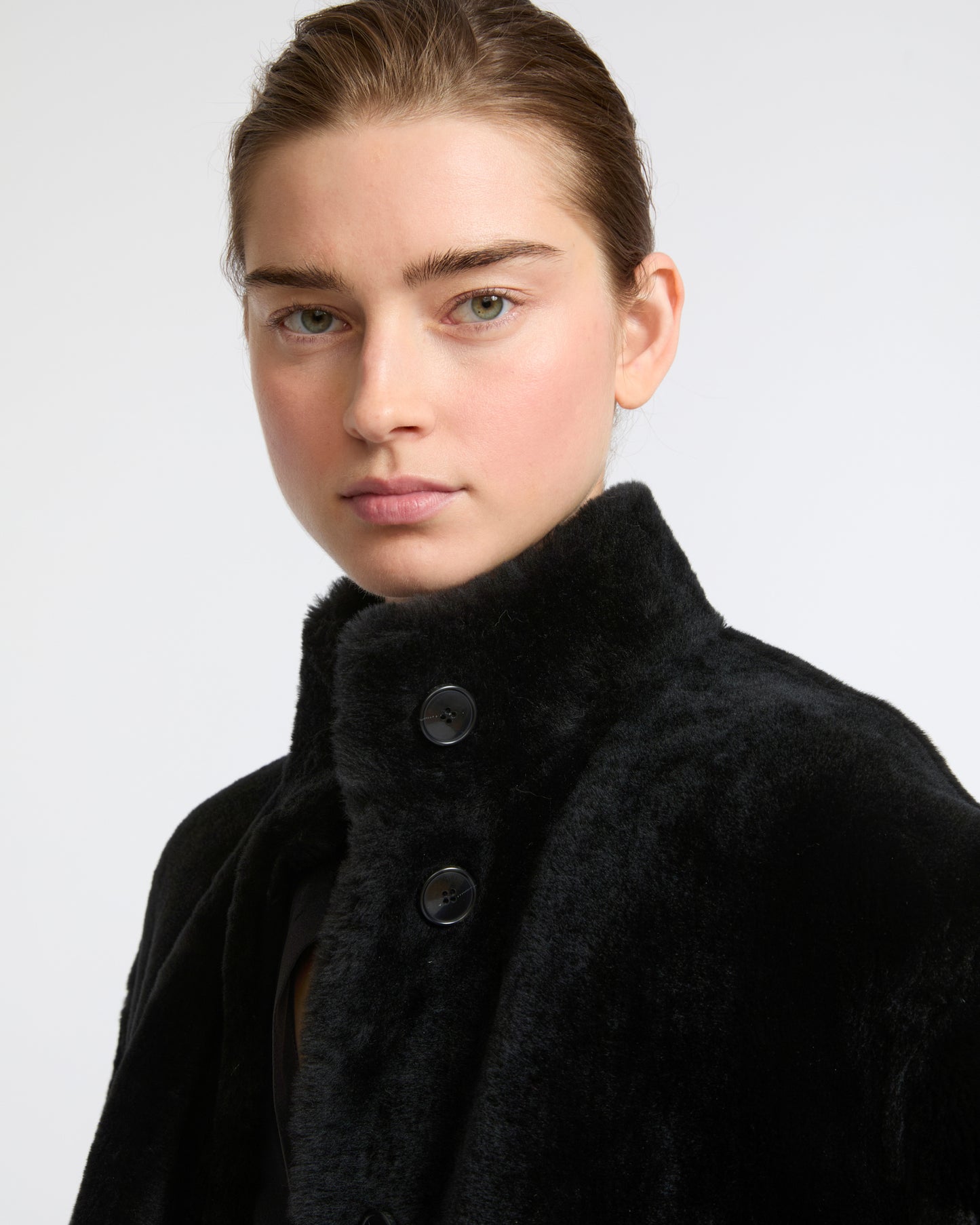 Veste droite en peau lainée d'agneau Mérinos- Yves Salomon - Nouvelle collection Automne Hiver
