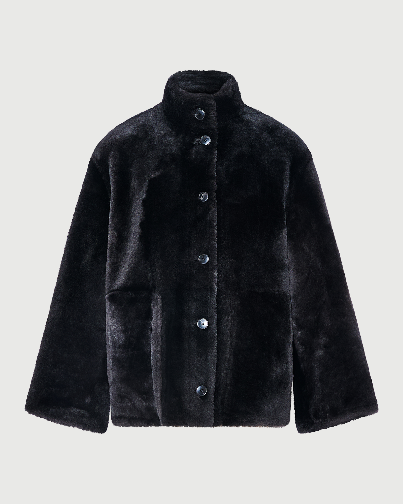 Veste droite en peau lainée d'agneau Mérinos- Yves Salomon - Nouvelle collection Automne Hiver