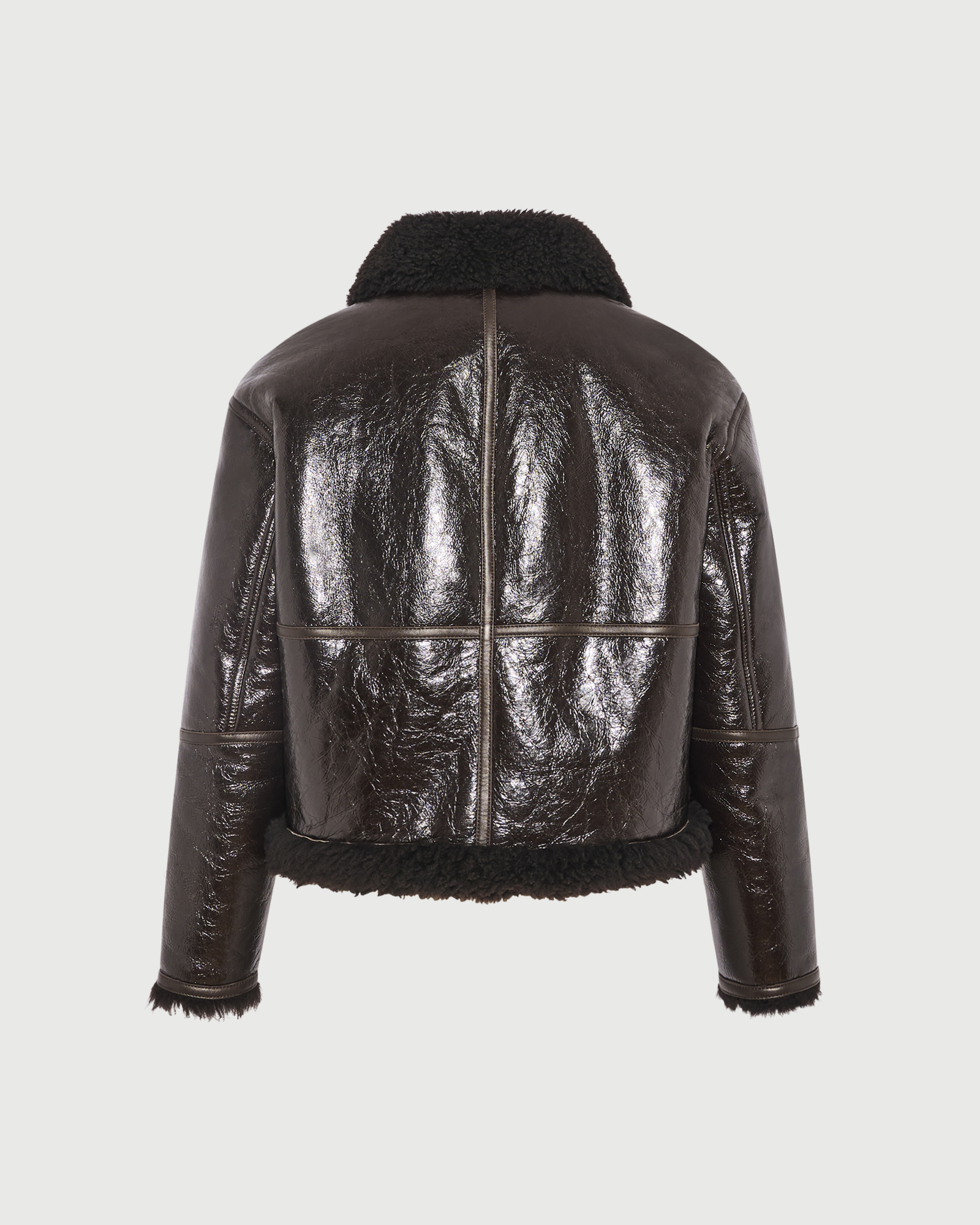 Veste courte en peau lainée d'agneau Merinillo vernis- Yves Salomon - Nouvelle collection Automne Hiver