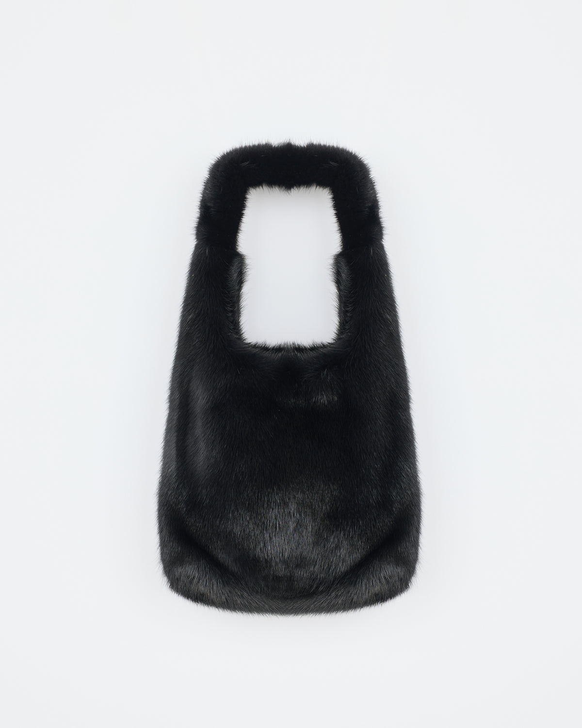 Sac en fourrure vison avec cuir d'agneau noir - Yves Salomon - Nouvelle collection Automne Hiver