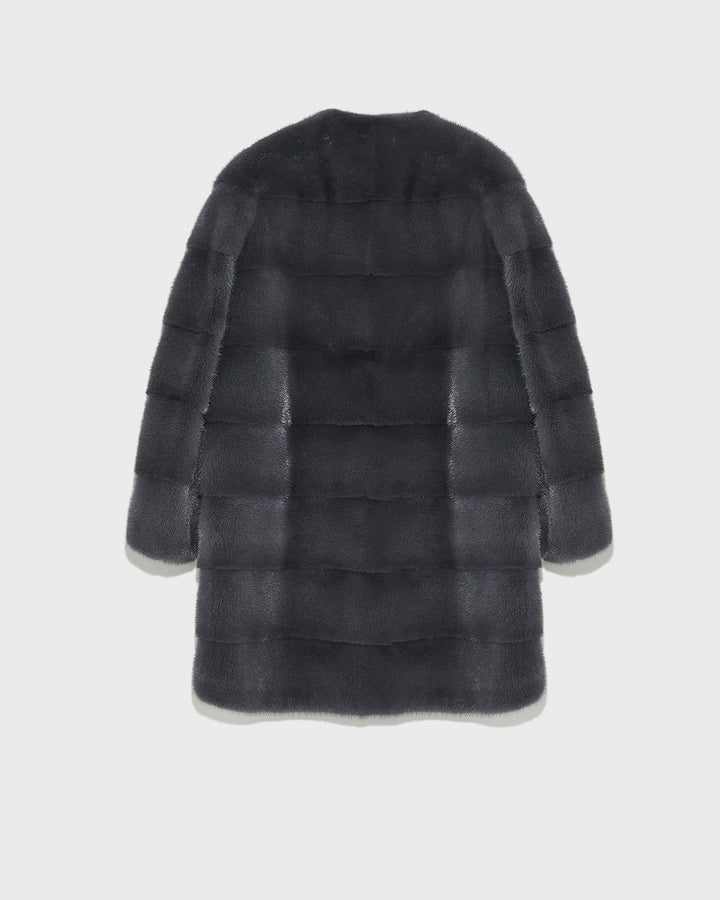 Long striped mink fur jacket